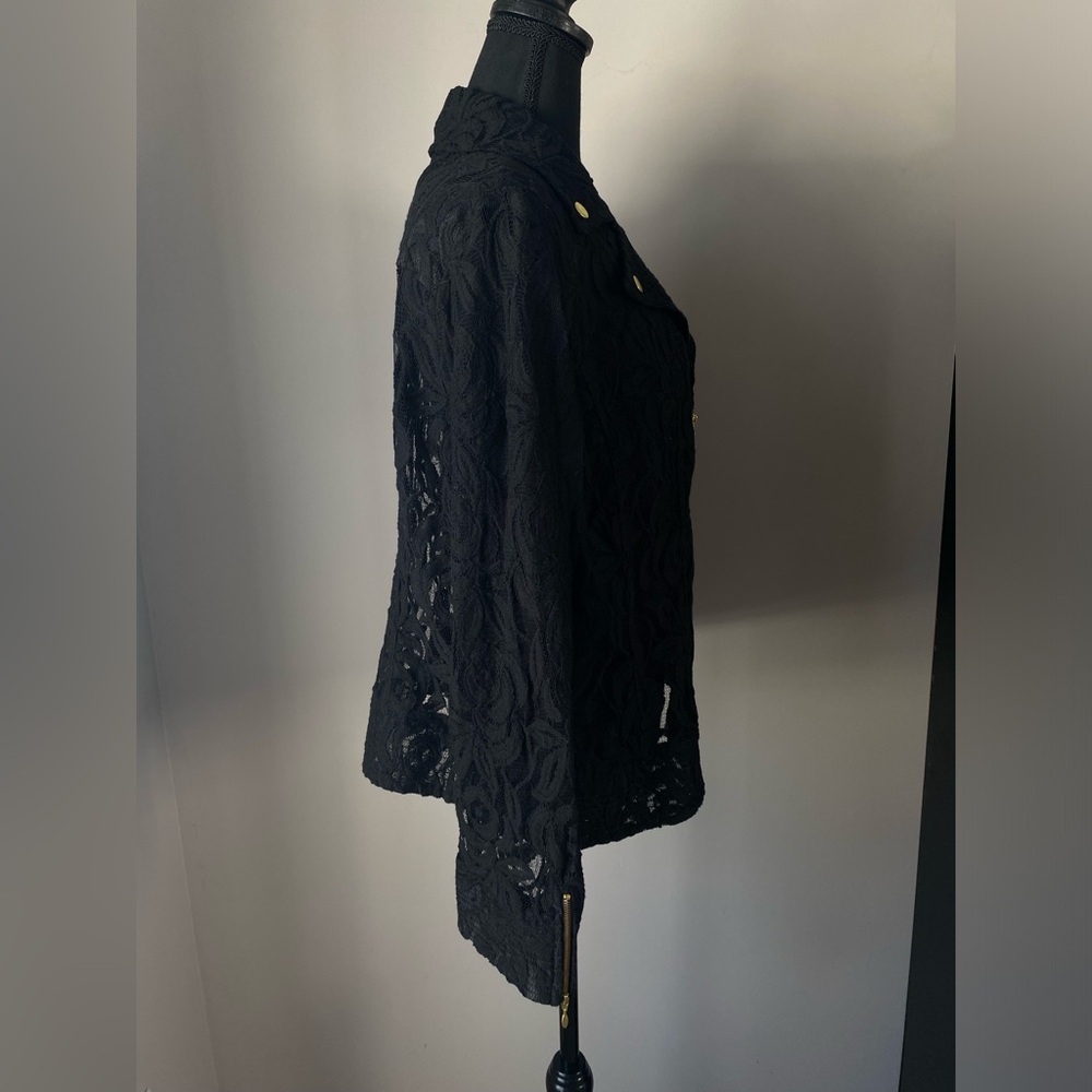 Women’s Chicos Size 2 large NWT Black lace moto jacket - Picture 7 of 10